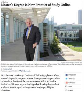 NYT story about online education