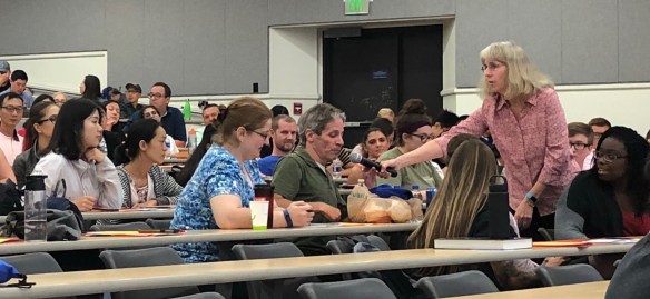 Q&A session in auditorium