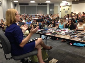 Allison Vitt speaks in Multimedia Writing